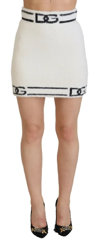 Dolce & Gabbana High Waist Logo Print Mini Skirt linen skirt light