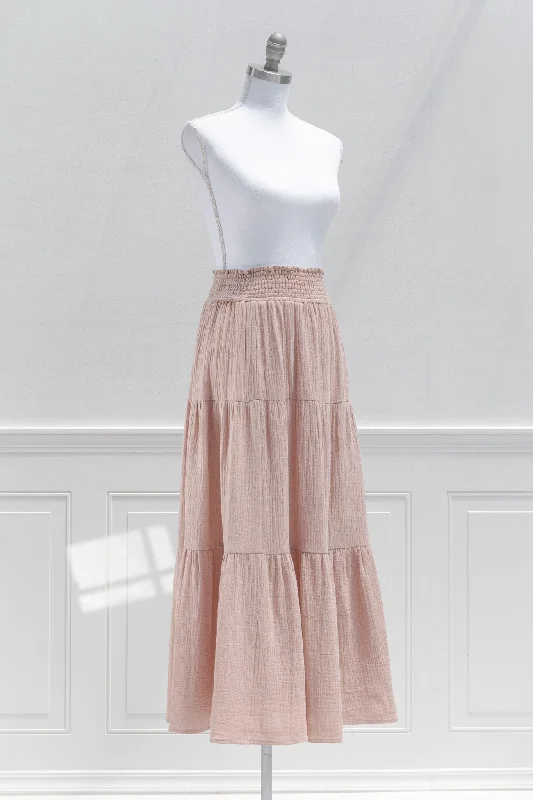 Calliope Cotton Maxi Skirt - Light Brown silk skirt elegant