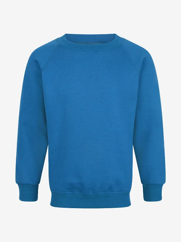 Zeco Kids School Crew Neck Sweatshirt in Blue Hoodie with Hem Embroidery Detailed Premium Zeco Kids School Crew Neck Sweatshirt in Blue Hoodie with Hem Embroidery Detailed Premium