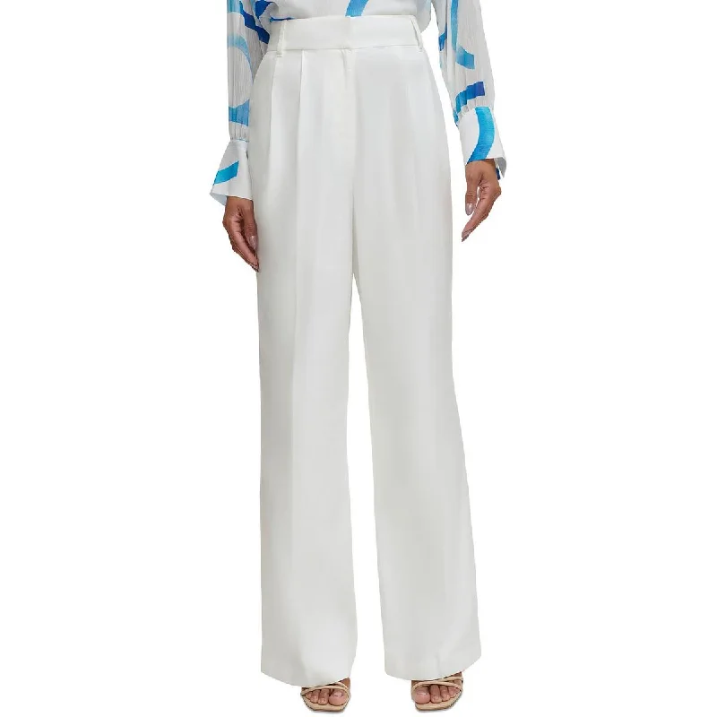 Calvin Klein Womens High Rise Wide Leg High-Waisted Pants Comfortable Jogging Pants