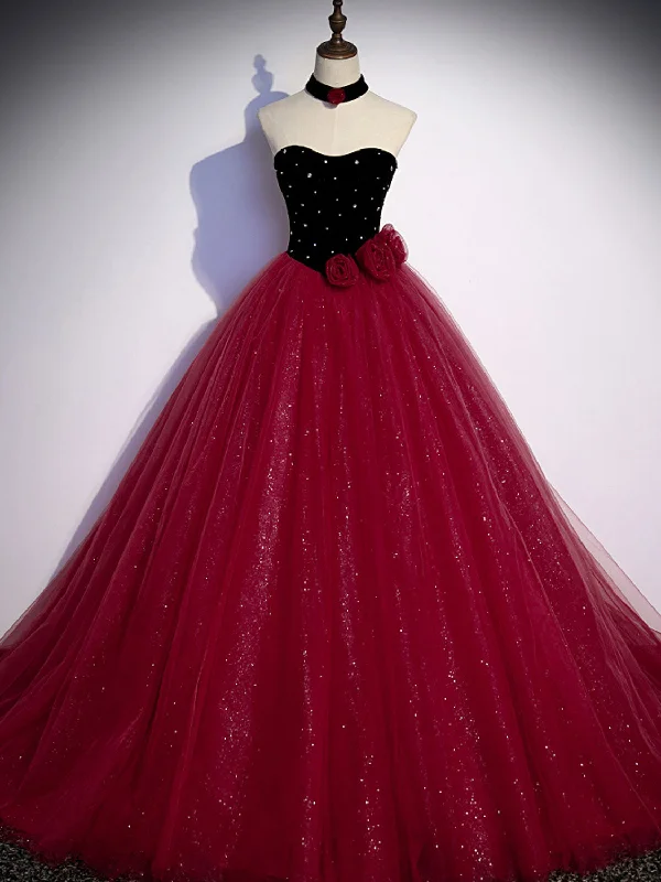 Burgundy Tulle Long Prom Dress A line Burgundy Graduation Dresses Crew Neckline Sporty Burgundy Tulle Long Prom Dress A line Burgundy Graduation Dresses Crew Neckline Sporty