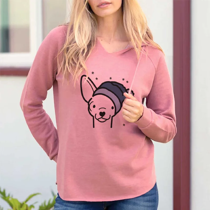 Frosty Chihuahua - Cali Wave Hooded Sweatshirt Hoodie with Applique Textured Unique