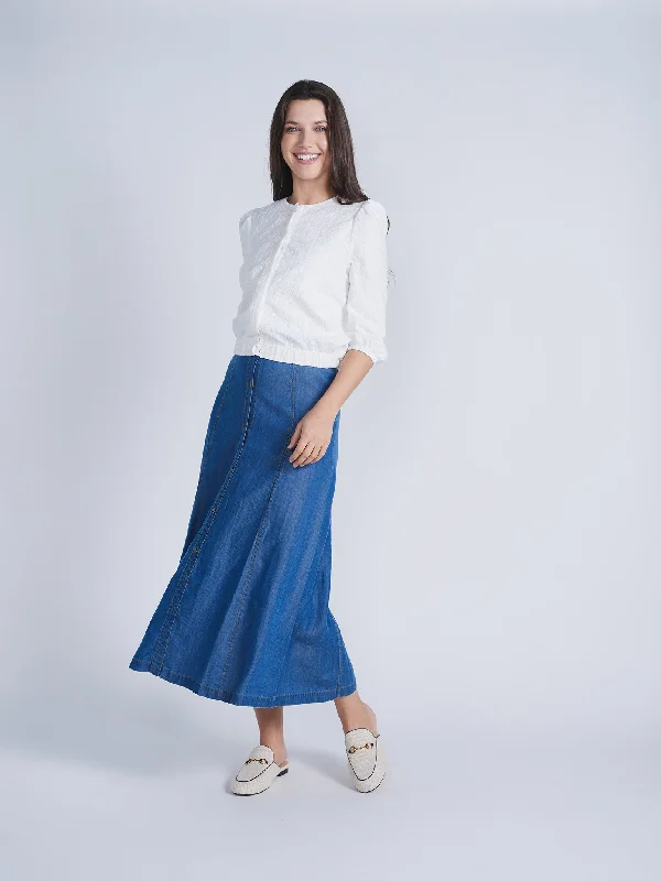 Ginger Button Down Panel Skirt silk skirt lustrous
