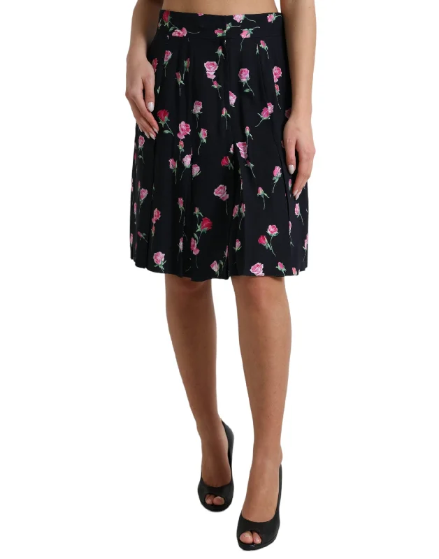 Dolce & Gabbana Elegant Floral A-Line Knee-Length Skirt lace skirt feminine