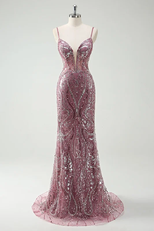 Sparkly Grey Purple Mermaid Spaghetti Straps Long Prom Dress With Sequins Tunics Seasonal trendy Sparkly Grey Purple Mermaid Spaghetti Straps Long Prom Dress With Sequins Tunics Seasonal trendy