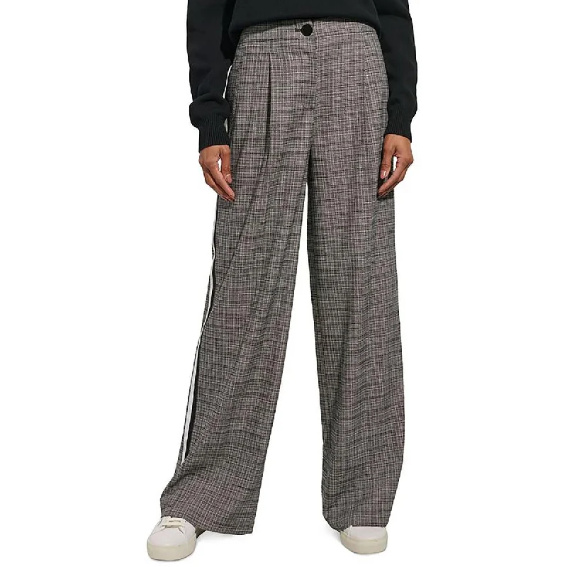Karl Lagerfeld Womens Side Stripes Front Slant Pockets Wide Leg Pants Trendy Tapered Pants