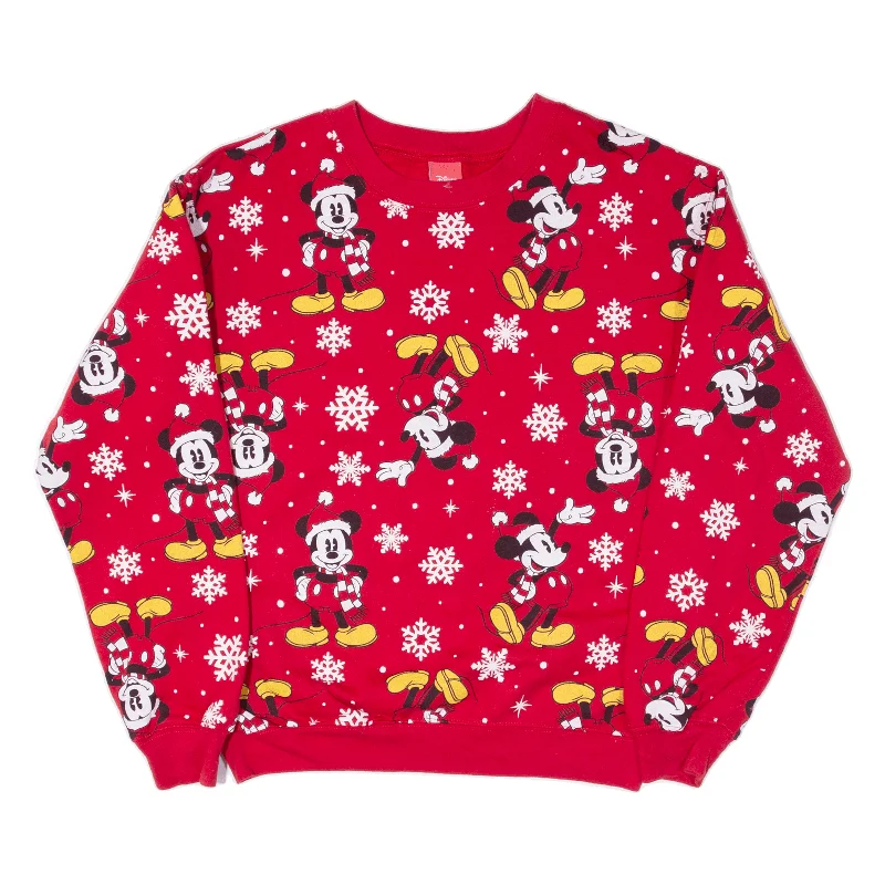 DISNEY Christmas Mickey Mouse Womens Sweatshirt Red XS Hoodie with Button Placket Classic Preppy DISNEY Christmas Mickey Mouse Womens Sweatshirt Red XS Hoodie with Button Placket Classic Preppy
