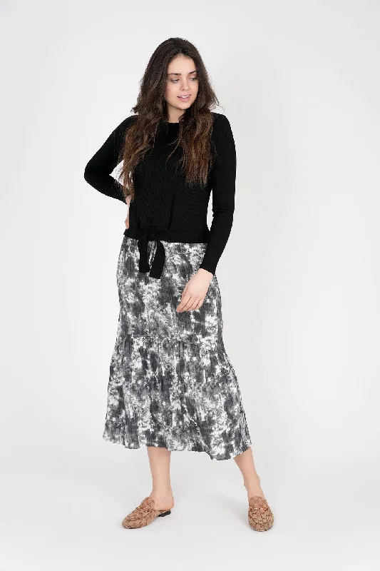 FYI Midi Tie Dye Skirt denim skirt durable