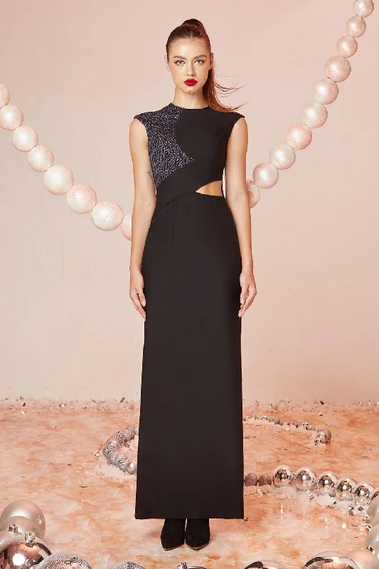 Astrid Sheath High Neck Wool Cotton Ankle Length Dress Tunics Velvet soft