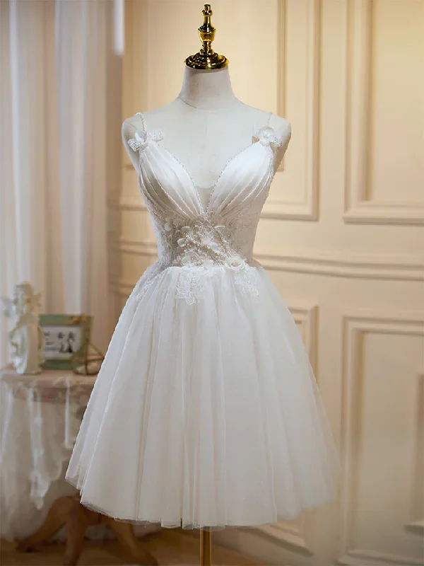 White Spaghetti Straps A-Line Homecoming Dress Short Party Dress,DP1719 Tunics Polka dots White Spaghetti Straps A-Line Homecoming Dress Short Party Dress,DP1719 Tunics Polka dots