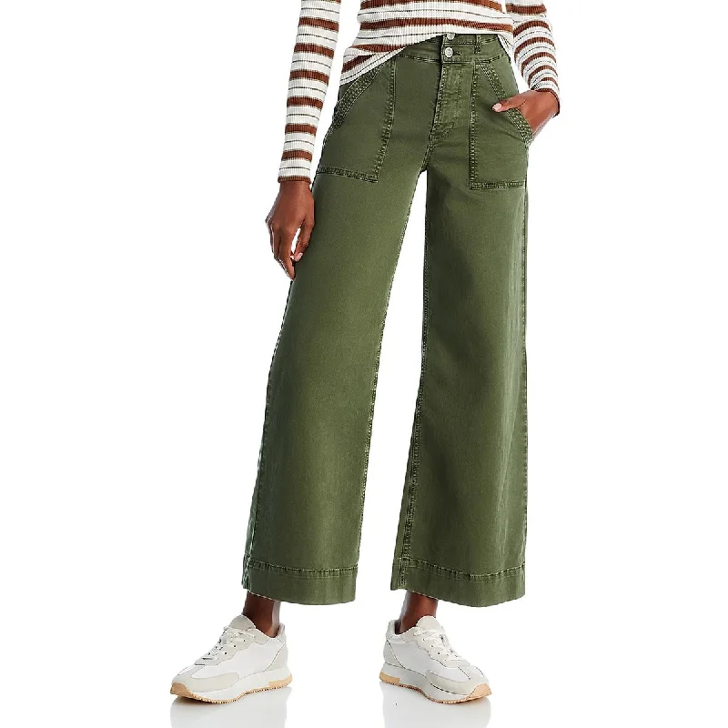 FRAME Womens Double Waistband High Rise Palazzo Pants Soft Wool Pants