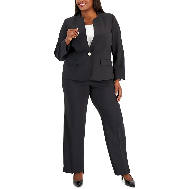 Le Suit Womens Plus Solid  Dress Pants Cozy Fitted Pants