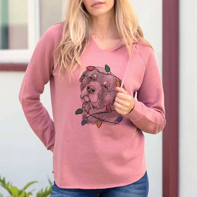 Christmas Lights Bender the Rottweiler - Cali Wave Hooded Sweatshirt Hoodie with Mesh Breathable Sporty Christmas Lights Bender the Rottweiler - Cali Wave Hooded Sweatshirt Hoodie with Mesh Breathable Sporty