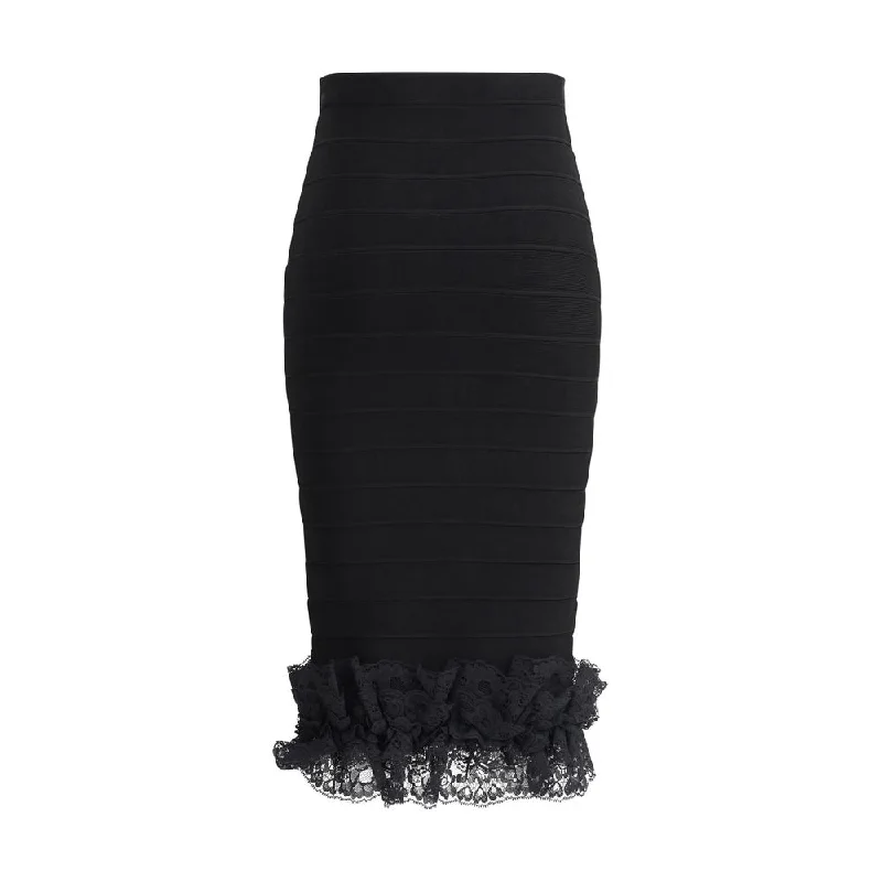 Self-Portrait Lace detail Midi Skirt pleated skirt texture