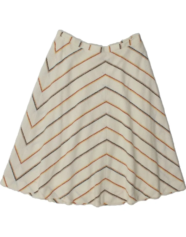 VINTAGE Womens A-Line Skirt W32 Large White Striped a-line skirt cut