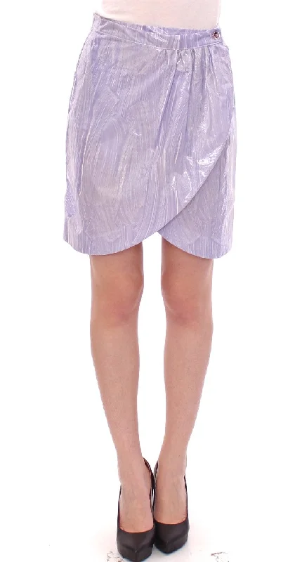 Licia Florio Elegant Purple Viscose Skirt - Wrap Closure velvet skirt rich