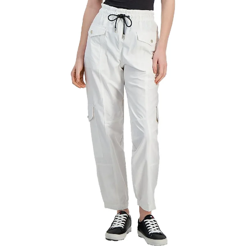 Tommy Hilfiger Womens Tie Waist High Rise Cargo Pants Relaxed Fit Trousers