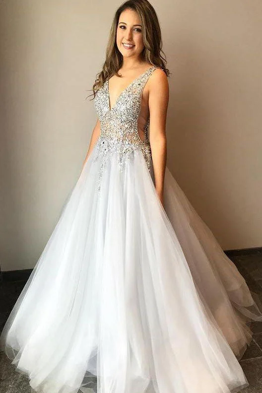 V-neck Beaded Tulle A Line Gray Long Prom Dress Formal Party Dress OK1102 Tunics Hiking breathable V-neck Beaded Tulle A Line Gray Long Prom Dress Formal Party Dress OK1102 Tunics Hiking breathable