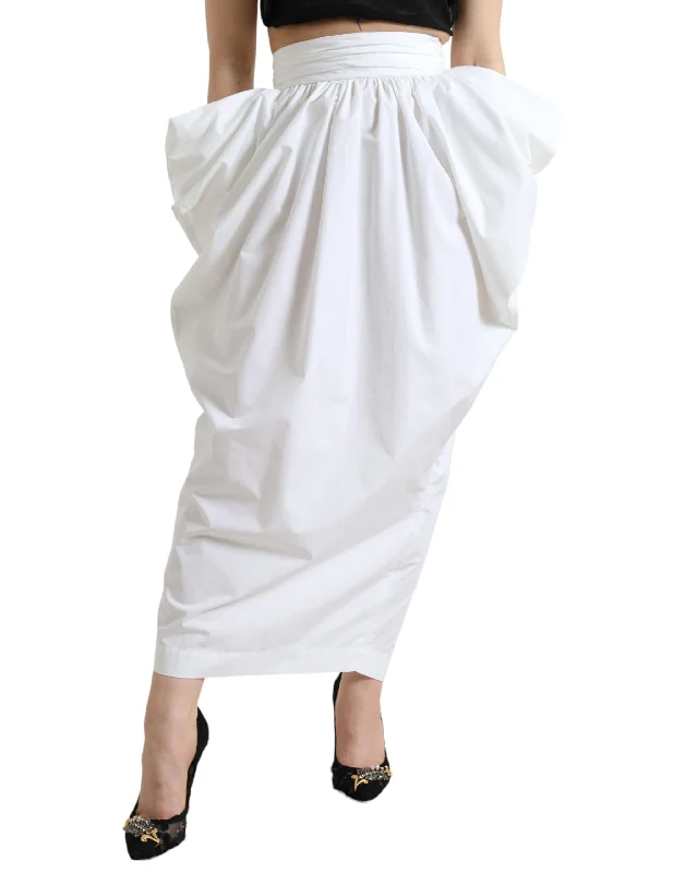Dolce & Gabbana Elegant High Waist Cotton Maxi Skirt chiffon skirt delicate