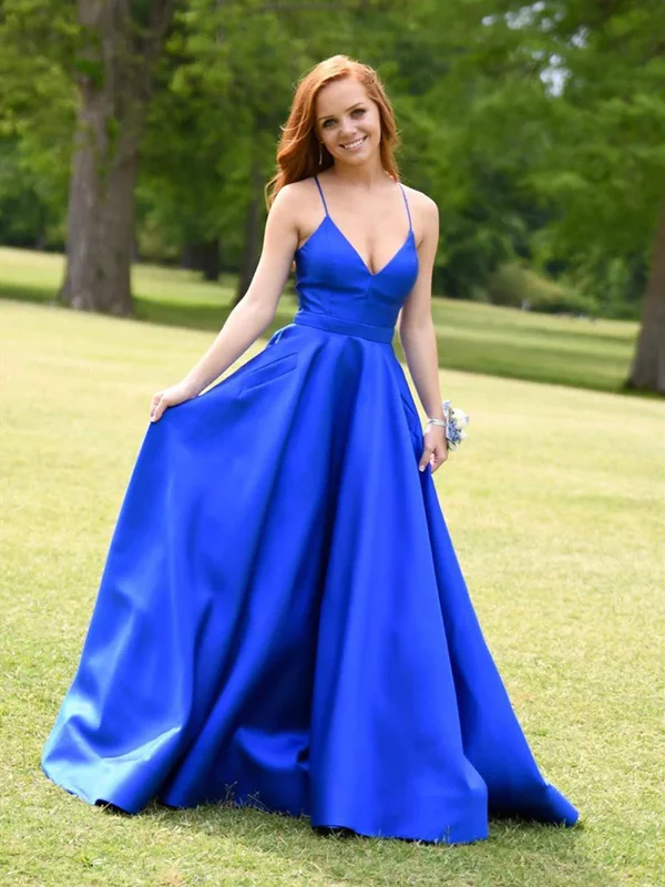 A Line V Neck Royal Blue Long Prom Dresses, Blue V Neck Formal Graduation Dresses Tunics Top rated A Line V Neck Royal Blue Long Prom Dresses, Blue V Neck Formal Graduation Dresses Tunics Top rated