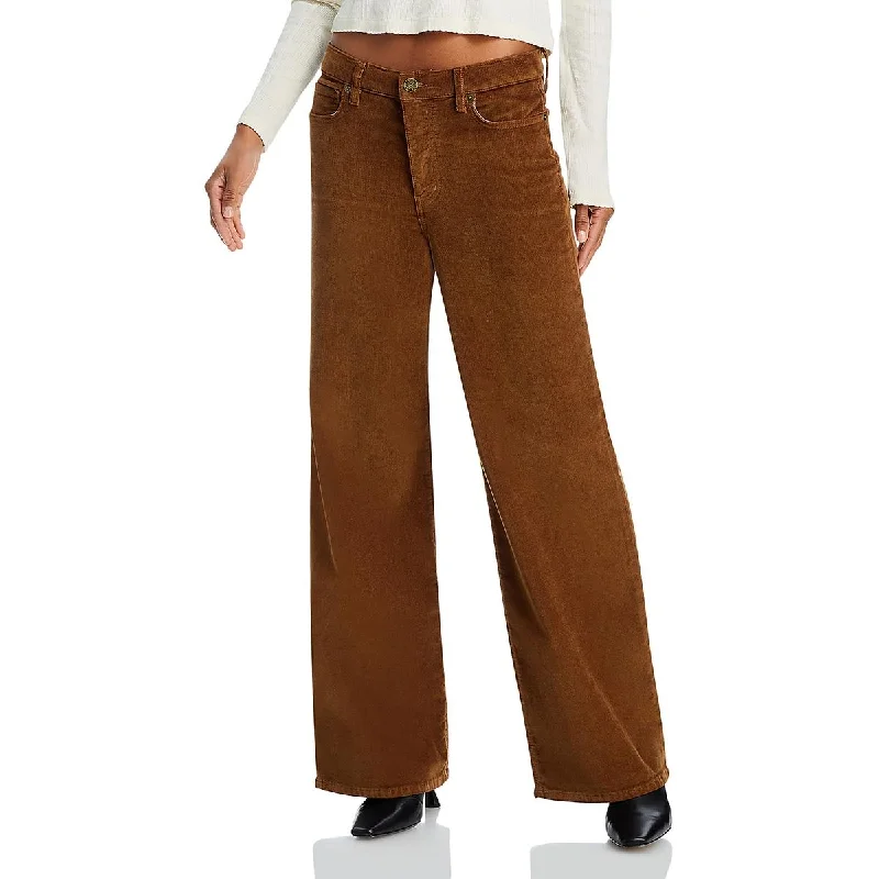 FRAME Womens High Rise Corduroy Wide Leg Pants Soft Sweatpants Style