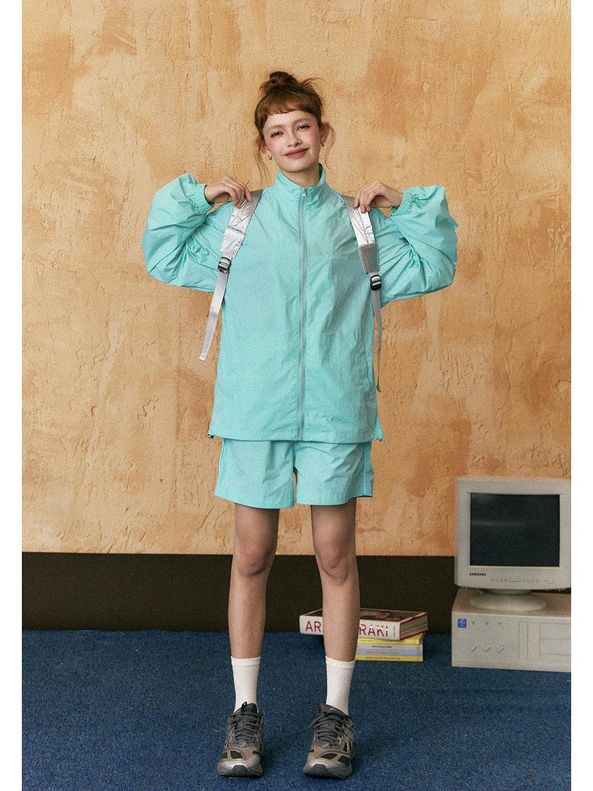 Ezek Unisex Two-Piece Tracksuit - Lightweight Zip-Up Jacket And Shorts Set For Sports And Leisure Jacket Blazer Coat