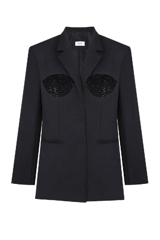 TAILORED SPIRAL BLACK BLAZER Women's High-End Blazer