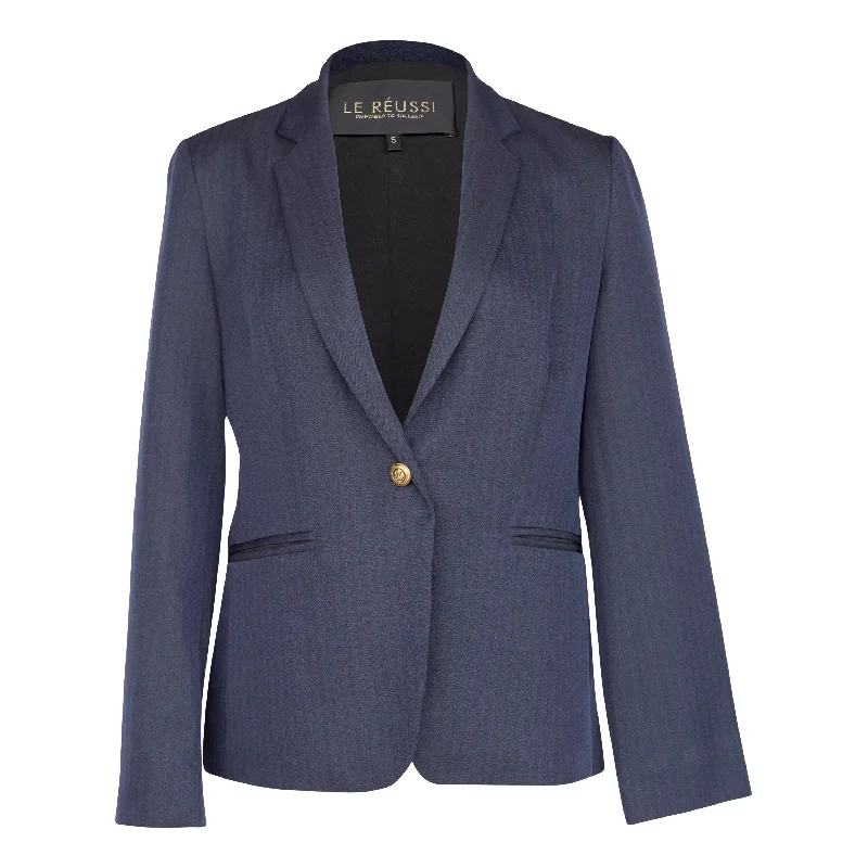 Navy Peak-Lapels Single-Breasted Blazer Women's Boutique Suit