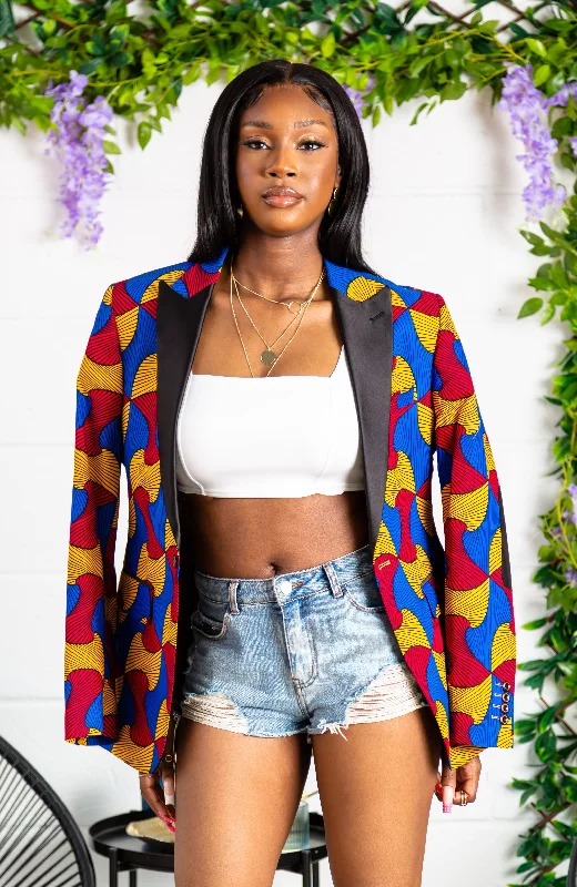 Unisex African Print Blazer - Oversized Peak Collar Ankara Blazer - LYDIA Women's Professional Jacket