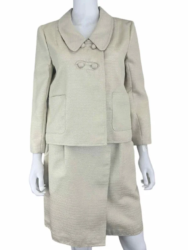 WALTER Ivory Blazer and Skirt 2 PC Set Size 6 Women's Custom Jacket