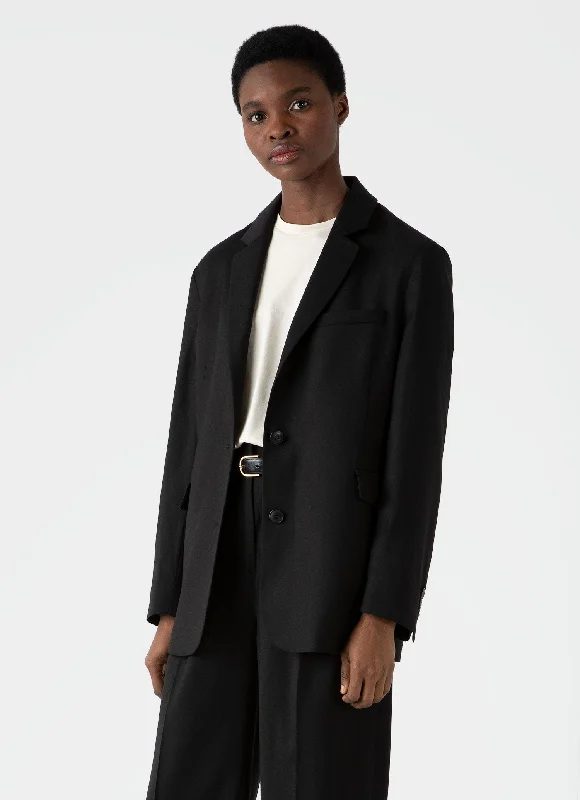 Women's Wool Blazer in Black Women's Custom Suit