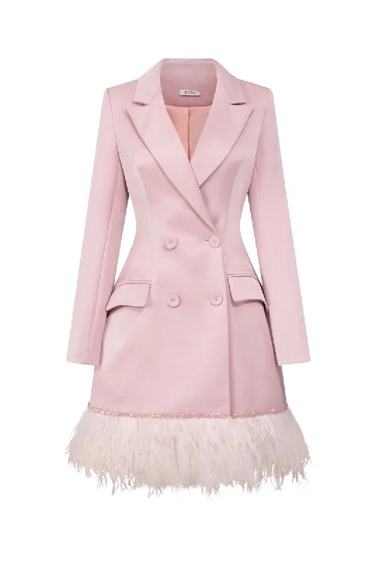 PINK ROSA TAFFETA FEATHER BLAZER DRESS Plus Size Women's Coat