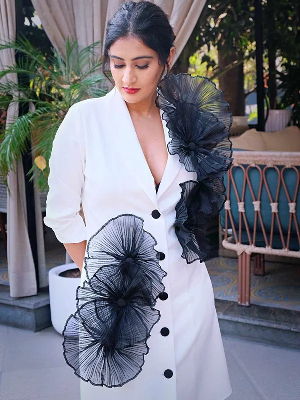 Corsage White Blazer Dress Women's Print Jacket