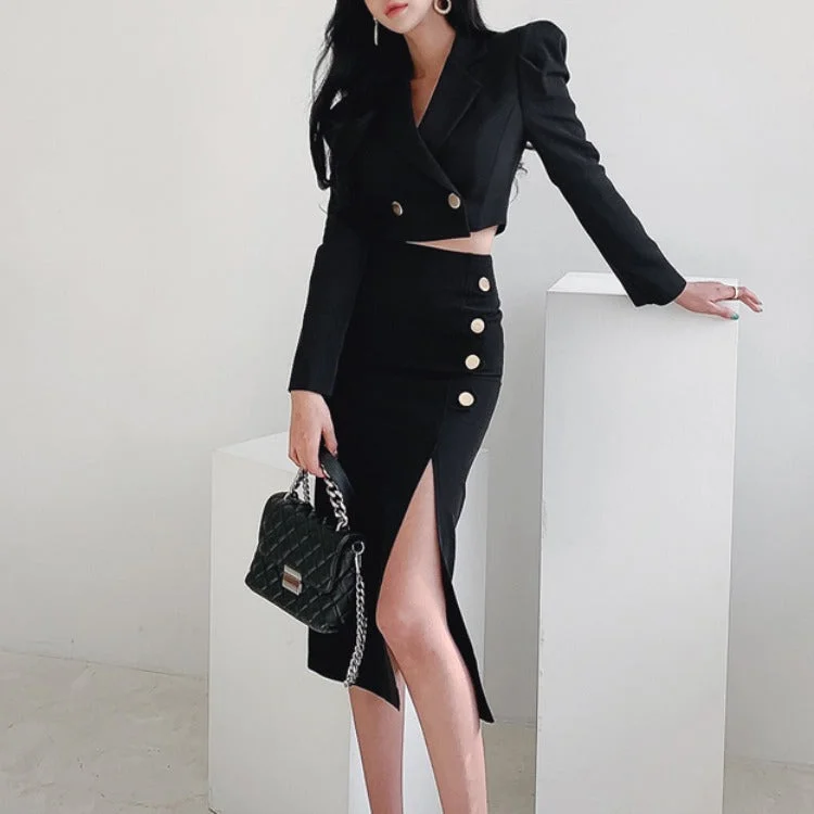 Spring Office Lady Two Pieces Blazer Dresses Women's Boutique Jacket