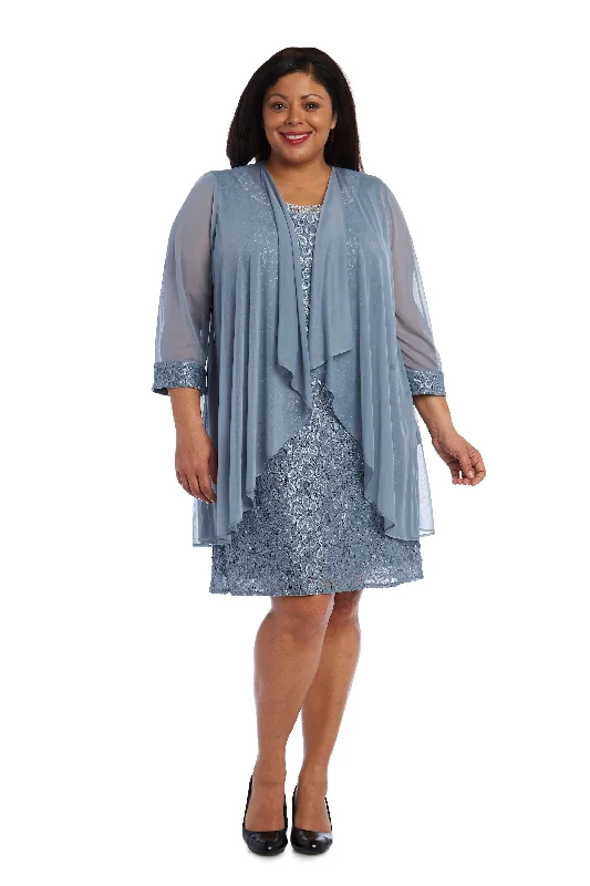 Women's Plus Size Sheer Draped Jacket and Pearl-Embellished Lace Shift Dress Chenille Fabric Brocade Fabric Lace Fabric Women's Plus Size Sheer Draped Jacket and Pearl-Embellished Lace Shift Dress Chenille Fabric Brocade Fabric Lace Fabric
