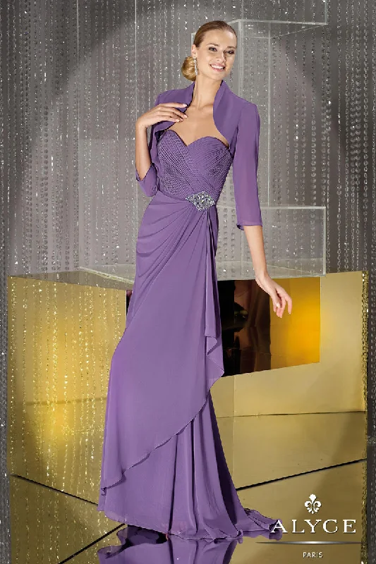 Alyce Paris 29467 Seabreeze Sweetheart Chiffon Dress with Bolero Jacket - Size 24 Ribbed Jacket Pleated Jacket Ruffled Jacket Alyce Paris 29467 Seabreeze Sweetheart Chiffon Dress with Bolero Jacket - Size 24 Ribbed Jacket Pleated Jacket Ruffled Jacket