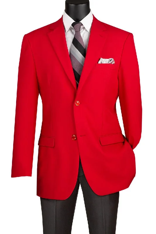 "Sophisticated Prom and Wedding Blazer: Vinci Red Classic-Fit Poplin Club Sport Blazer" Red And Gold Prom Dress Silk Women's Blazer