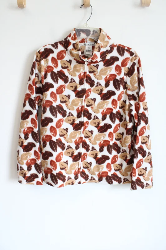 Bonnie Evans Brown Leaf Patterned Fleece Jacket | L Petite Oversized Jacket Tailored Jacket Straight Jacket Bonnie Evans Brown Leaf Patterned Fleece Jacket | L Petite Oversized Jacket Tailored Jacket Straight Jacket