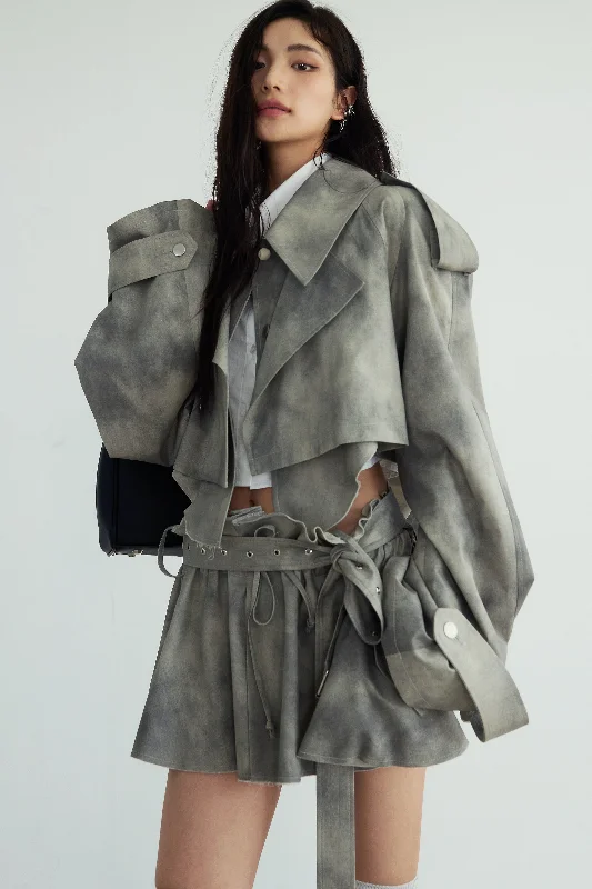 Storm Cloud Cropped Trench Jacket Fleece Jacket Down Jacket Feather Jacket