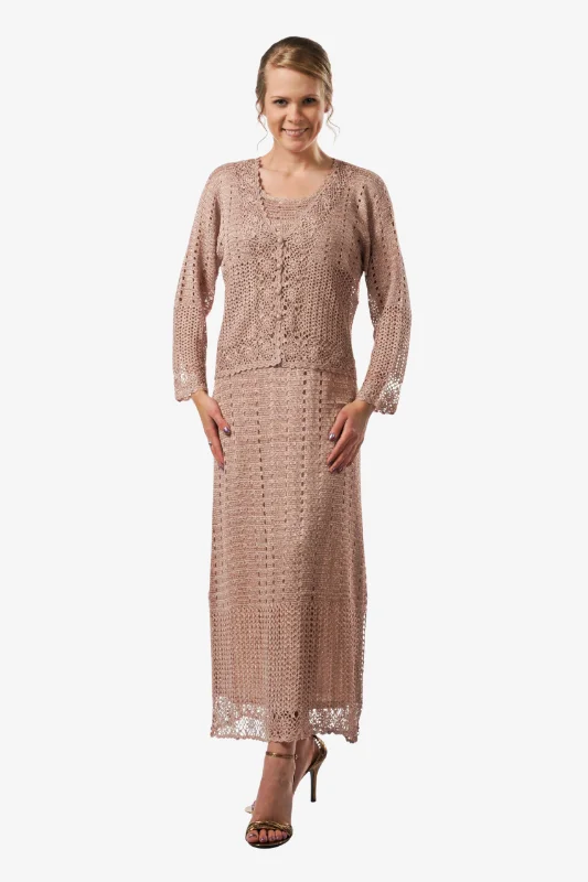 Soulmates G1006 Hand Crocheted Dress with Jacket Set Snapped Jacket Toggled Jacket Drawstring Jacket Soulmates G1006 Hand Crocheted Dress with Jacket Set Snapped Jacket Toggled Jacket Drawstring Jacket