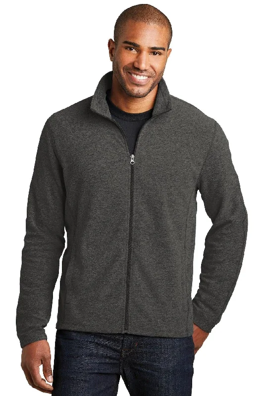 Port Authority Heather Microfleece Full-Zip Jacket. F235 Zip Front Button Front Snap Front