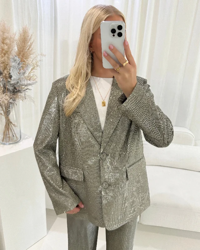 Y.A.S blazer styles gold colour Slim Fit Blazer