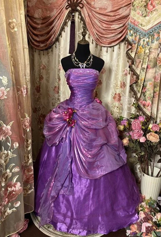 Purple Strapless A-Line Satin Vintage Long Party Dress Formal Evening Dress, DP4500 Tunics New arrival Purple Strapless A-Line Satin Vintage Long Party Dress Formal Evening Dress, DP4500 Tunics New arrival