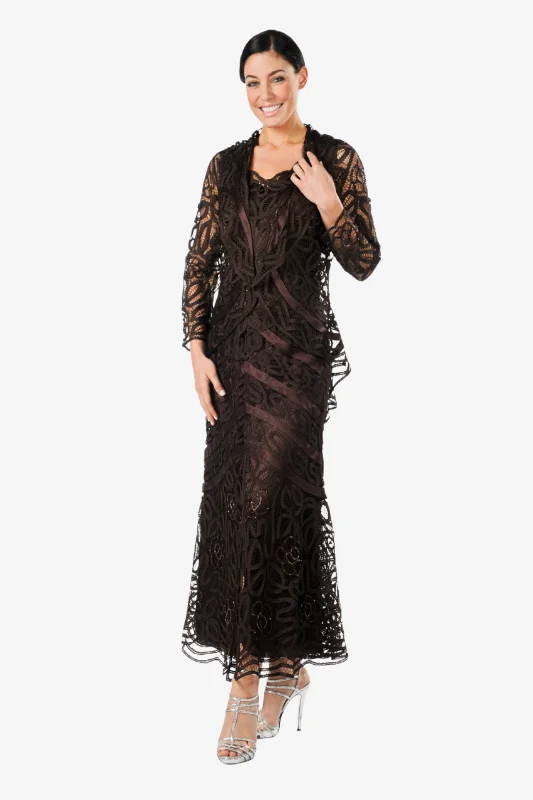 Soulmates D7068 Hand Crocheted Lace Evening Jacket Top and Skirt Set Notch Collar Jacket Peter Pan Collar Jacket Cowl Neck Jacket Soulmates D7068 Hand Crocheted Lace Evening Jacket Top and Skirt Set Notch Collar Jacket Peter Pan Collar Jacket Cowl Neck Jacket