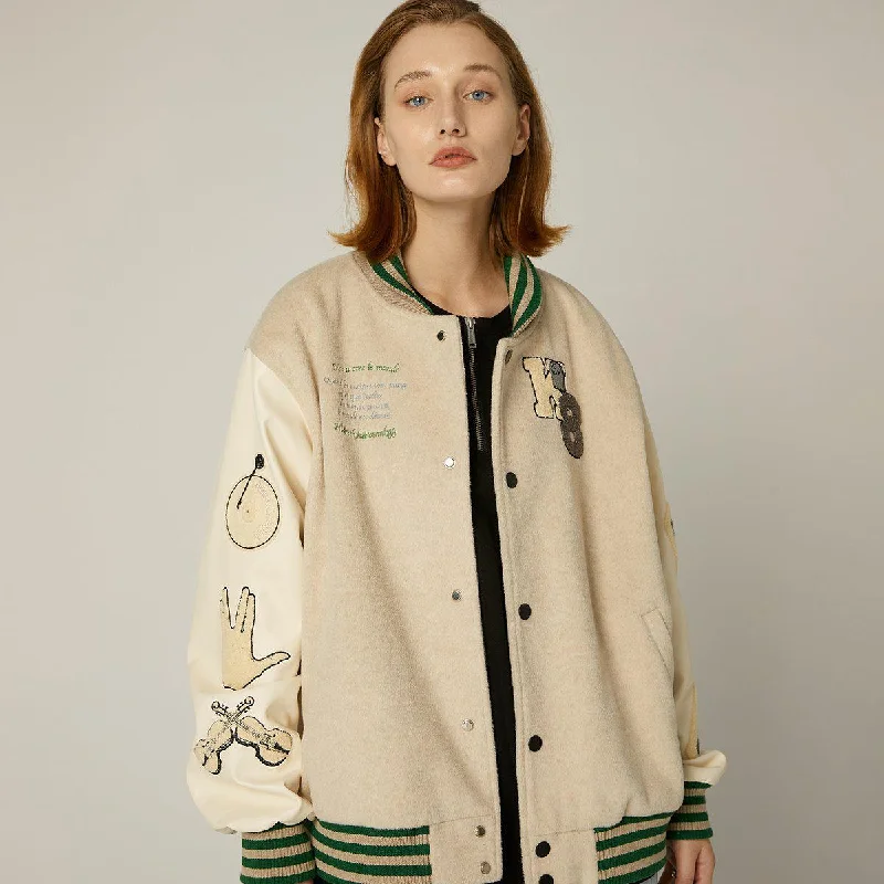 Varsity Jacket With K8 Embroidery Plaid Jacket Tartan Jacket Houndstooth Jacket