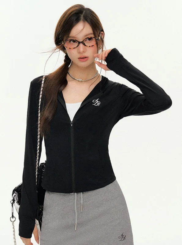 Slim-Fit Zip-Up Hoodie: Lightweight Athletic Jacket with Logo Embroidery Appliqued Jacket Beaded Jacket Sequined Jacket Slim-Fit Zip-Up Hoodie: Lightweight Athletic Jacket with Logo Embroidery Appliqued Jacket Beaded Jacket Sequined Jacket