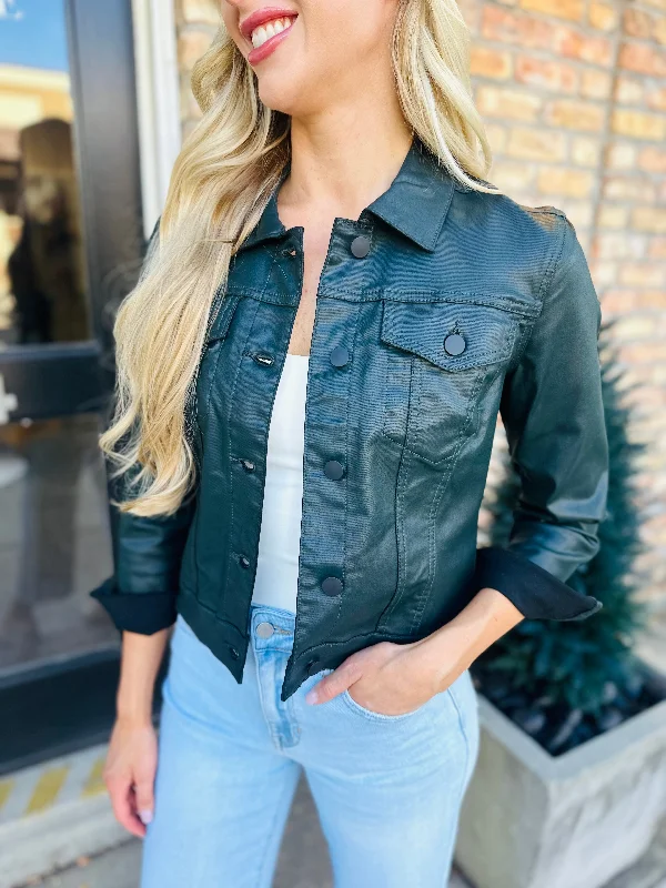 Julia Crop Jacket- Evergreen Knit Jacket Woven Jacket Fleece Jacket