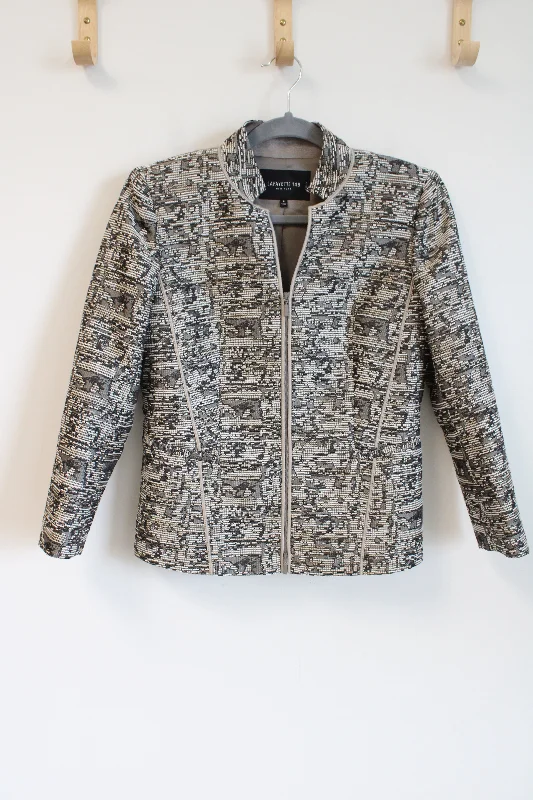Lafayette 148 New York Brocade Gray Snakeskin Patterned Blazer Jacket | 6 Petite Elasticated Jacket Padded Jacket Insulated Jacket Lafayette 148 New York Brocade Gray Snakeskin Patterned Blazer Jacket | 6 Petite Elasticated Jacket Padded Jacket Insulated Jacket