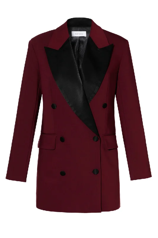 MORGANA BLAZER DRESS IN BURGUNDY AND BLACK Women's Elegant Suit