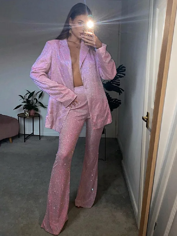 Sequined Long Sleeve Blazer Suit Set Glitter Sexy Loose Blazer Suit Fpr Night Club Party Streetwear 3 Piecet Set WomenFall Women's Classic Blazer Sequined Long Sleeve Blazer Suit Set Glitter Sexy Loose Blazer Suit Fpr Night Club Party Streetwear 3 Piecet Set WomenFall Women's Classic Blazer